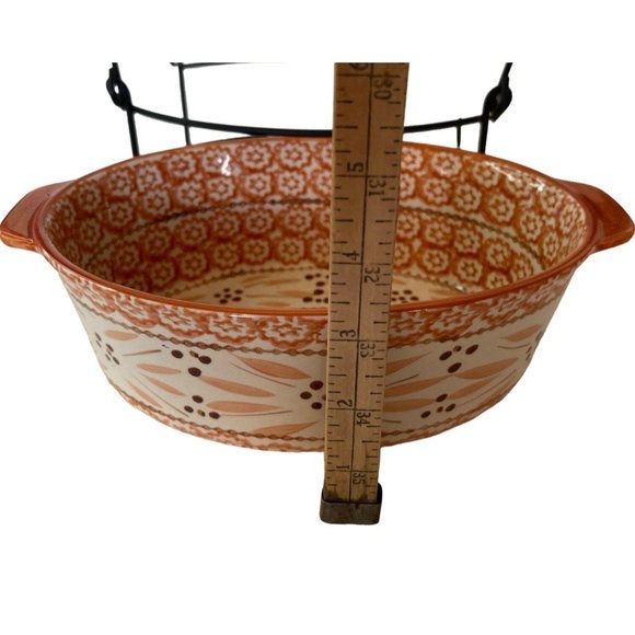 Casserole Trivet Dish 3 Plates Metal Stand 6pc Temptations by Tara Old World 2 - Picture 11 of 13